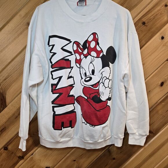 Minnie Mouse Disney Designs Vintage Made in USA Crew Neck Sweatshirt Kids XL 90s - Picture 1 of 10